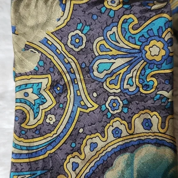 Vintage Guy Laroche Blue & Gold Floral Tie - Picture 4 of 8